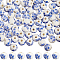 100Pcs Handmade Porcelain Beads, Blue and White Porcelain, Round with Flower, Blue, 10mm, Hole: 2mm
