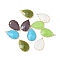Brass Glass Pendants, Teardrop, Faceted, Light Gold, Mixed Color, 34.5x20.5x8mm, Hole: 2.3mm