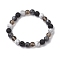 8.5mm Round Natural Larvikite & Howlite & Synthetic Smoky Quartz & Natural Lava Rock  Bead Stretch Bracelets for Women, Inner Diameter: 2-1/8 inch(5.5cm)