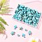 130Pcs 5 Styles Synthetic Turquoise Beads, Starfish Round Cross Turtle, Mixed Shapes, Turquoise, 8~18x8~14x3.5~8mm, Hole: 1mm