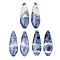 Natural Sodalite Pendants, Teardrop Charms, 38~38.5x13~13.5x4~5mm, Hole: 1.6mm