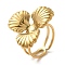 Ion Plating(IP) 304 Stainless Steel Finger Rings, Flower, Real 18K Gold Plated, Inner Diameter: Adjustable