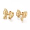 304 Stainless Steel Stud Earrings, Ion Plating(IP), Bowknot, Real 14K Gold Plated, 17.8x20mm