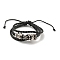 PU Imitation Leather Cord Triple Layer Multi-strand Bracelets, Alloy Links Bracelets, Snowflake, Inner Diameter: 2-1/4~3-3/4 inch(5.7~9.5cm)