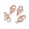 Brass Lobster Claw Clasps, Real Rose Gold Plated, 17x9x4mm, Hole: 2mm