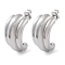 Non-Tarnish 304 Stainless Steel Arch Stud Earrings, Half Hoop Earrings, Stainless Steel Color, 25x14mm