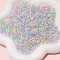Glass Imitation Cat Eye Seed Beads, Round, Light Sky Blue, 4x3~3.5mm, Hole: 1.2mm, about 150pcs/set