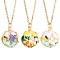 3Pcs 3 Styles Flower Alloy Enamel Pendant 304 Stainless Steel Cable Chain Necklaces for Women, Golden, Mixed Color, 16.06 inch(40.8cm), 1pc/style