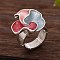 Zinc Alloy & Enamel Finger Rings for Women, Flower, FireBrick, Inner Diameter: 16~19mm
