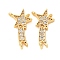 Brass Micro Pave Cubic Zirconia Pendants, Cadmium Free & Nickel Free & Lead Free, Star Charms, Real 18K Gold Plated, 17.5x8.5x2.5mm, Hole: 1mm