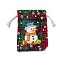 Christmas Theme Rectangle Jute Bags with Jute Cord, Tartan Drawstring Pouches, for Gift Wrapping, Red, Snowman, 13.8~14x9.7~10.3x0.07~0.4cm