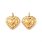 304 Stainless Steel Pendants,  Heart, Ion Plating(IP), Real 18K Gold Plated, 15.5x12.5x2.5mm, Hole: 2.5mm