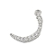 Rack Plating Brass Micro Pave Clear Cubic Zirconia Pendants, Long-Lasting Plated, Lead Free & Cadmium Free, Arabic Alphabet, Platinum, 15x14x2mm, Hole: 1.2mm
