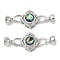 Brass Natural Paua Shell Fold Over Clasps, Cadmium Free & Nickel Free & Lead Free, Flower, Platinum, 39mm