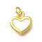 Brass with Enamel Pendants, Lead Free & Cadmium Free, Real 18K Gold Plated, Rack Plating, Heart, White, 12.5x13.5x2.5mm, Hole: 3mm