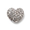 Brass Micro Pave Cubic Zirconia Beads, Heart, Rack Plating, Long-Lasting Plated, Lead Free & Cadmium Free, Platinum, 7.5x9x4mm, Hole: 1.5mm