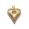 Brass Micro Pave Cubic Zirconia Pendants, Rack Plating, Long-Lasting Plated, Lead Free & Cadmium Free, Real 18K Gold Plated, Heart, 23x18.5x5mm, Hole: 4.5x3.5mm