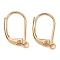 Brass Leverback Earring Findings, with Loop, Long-Lasting Plated, Real 18K Gold Plated, 15.5x10x1.5mm, Hole: 1.5mm, Pin: 0.7mm