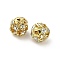 7mm Brass Crystal Rhinestone Beads, Round, for Jewelry Projects, Golden, 7x7.5mm, Hole: 1mm