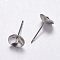 Non-Tarnish 304 Stainless Steel Stud Earrings Findings, For Half Drilled Beads, Stainless Steel Color, 13x8x0.7mm, Pin: 0.7mm