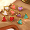 304 Stainless Steel Enamel Heart Stud Earrings, Golden, Mixed Color, 22x21mm