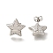 304 Stainless Steel Star Stud Earrings for Women, Stainless Steel Color, 14.5x15mm