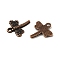 Tibetan Style Dragonfly Alloy Pendants, Cadmium Free & Nickel Free & Lead Free, Red Copper, 18x15x2mm, Hole: 2mm, about 1408pcs/1000g