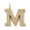 Ion Plating(IP) 304 Stainless Steel Micro Pave Cubic Zirconia Pendants, Golden, Letter A~Z Charms, Letter M, 12x11x2mm, Hole: 2mm