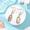 Natural Paua Shell Dangle Earrings, with 304 Stainless Steel Earring Hooks, Golden, Oval, 40x8.5mm