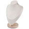Bust Shaped Beech Covered with Velvet Necklace Display Stands, Pine Wood Base, Snow, 16.5x10.5x25cm