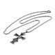 Ожерелья с подвеской из нержавеющей стали крест 201 NJEW-F320-05P-2