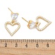 Серьги-гвоздики из латуни с микро-паве из прозрачного кубического циркония для женщин EJEW-C125-02G-5