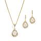 Ожерелье с подвеской и серьгой-подвеской из прозрачного кубического циркония в форме капли из латуни с пластиковым жемчугом FS-WG2AAB6-01-1
