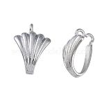 Стойки покрытие латунь пончик поручительств, donuthalter, подходит для изготовления ювелирных изделий с подвесками, форма вентилятора, платина, 18x13x8 мм, отверстие : 1 мм, внутренний размер (место для пончика): длина около 12.3 мм, толстый 5.2 мм 