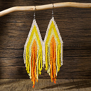 Серьги-кисточки из бисера ручной работы из богемного стекла AE7424-3