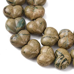 Натуральные бусины с прожилками зеленого дракона&nbsp;G-D098-B03