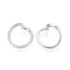 Серьги-кольца из латуни с микропаве из прозрачных кубических цирконий EJEW-T048-38P