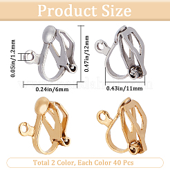 80 шт. 2-х цветная фурнитура для сережек-клипс из нержавеющей стали 304&nbsp;STAS-SP0001-24