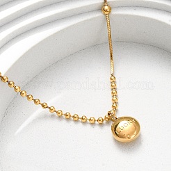 Женские ожерелья из круглой плоской цепочки с подвеской в виде слова «счастливый» из нержавеющей стали 304 NJEW-K255-45G