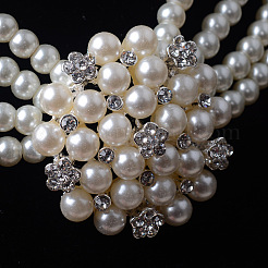 Комплект из многослойного ожерелья и серег-гвоздиков из цветочного сплава WGAF3FB-02