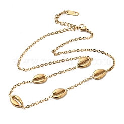 Женские ожерелья-цепочки в форме ракушек из нержавеющей стали 304 NJEW-G181-05G