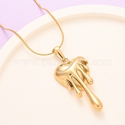 Женские ожерелья-змейки из нержавеющей стали 304 с подвеской в виде расплавленного сердца NJEW-F354-09G