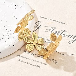 Ионное покрытие(ip) цветок 304 нержавеющая сталь манжеты браслеты для женщин BJEW-A026-01G-02