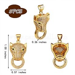 5шт латунные микро паве прозрачные и зеленые подвески из кубического циркония&nbsp;ZIRC-SZ0003-23