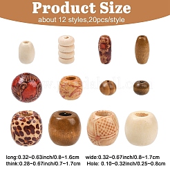 240 шт. 12 деревянных бусины смешанной формы&nbsp;WOOD-YW0001-73