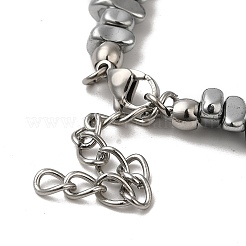 Браслеты из натурального тигрового глаза и бусин из нержавеющей стали&nbsp;WG37350-01