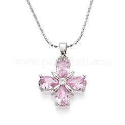 Латунный кулон в виде цветка с кубическим цирконием NJEW-T018-02P