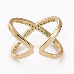 Латунные микро проложить манжеты кольца кубического циркония&nbsp;LS-RJEW-C101-13G-E