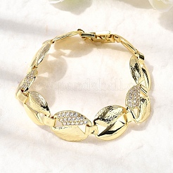 Латунные браслеты-цепочки с микропаве из прозрачных кубических цирконий для женщин BJEW-H630-09G