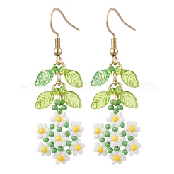 Серьги-подвески из стеклянных семян ручной работы EJEW-MZ00311-04